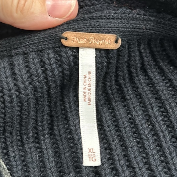 Free People When It Rains Chunky Knit Cotton Oversized Balloon Sleeve Sweater XL - Picture 9 of 10